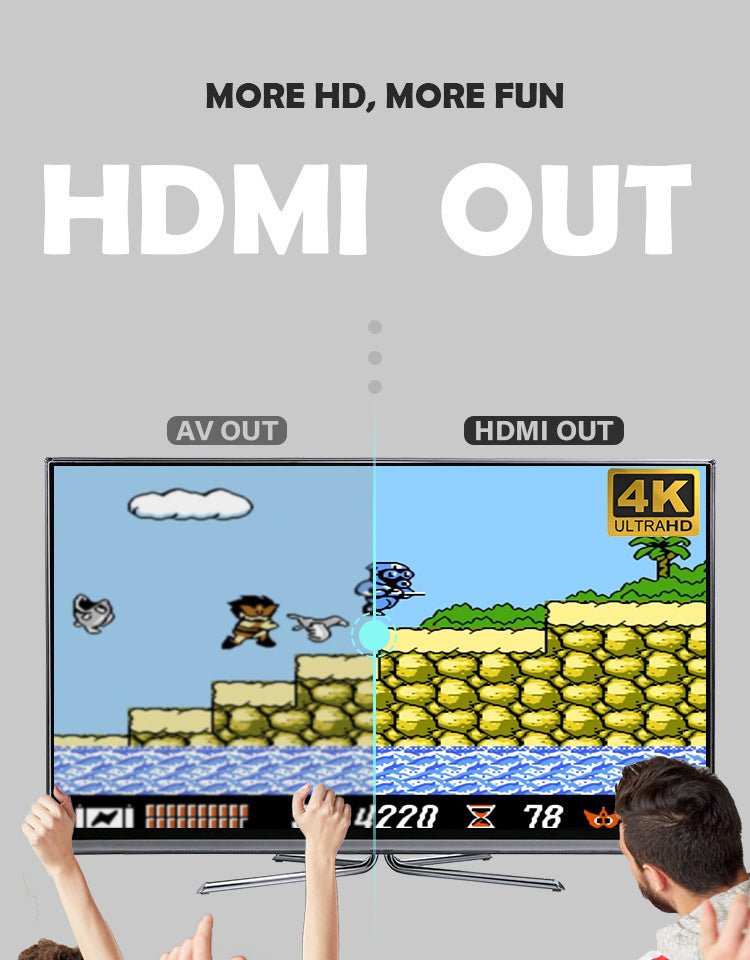 HKM-160531 HD Game Console with 568 Built-in Classic Games and Wireless Controller for Two Players