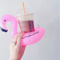 HKM-160595 Inflatable PVC Flamingo Cup Holder for Swimming Pool and Beach Fun - 20x18x18cm