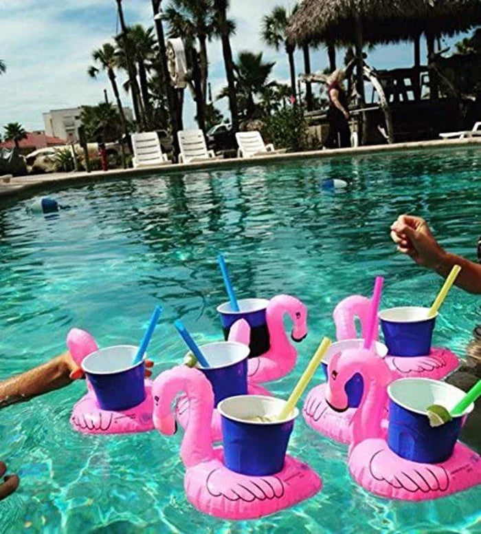 HKM-160595 Inflatable PVC Flamingo Cup Holder for Swimming Pool and Beach Fun - 20x18x18cm