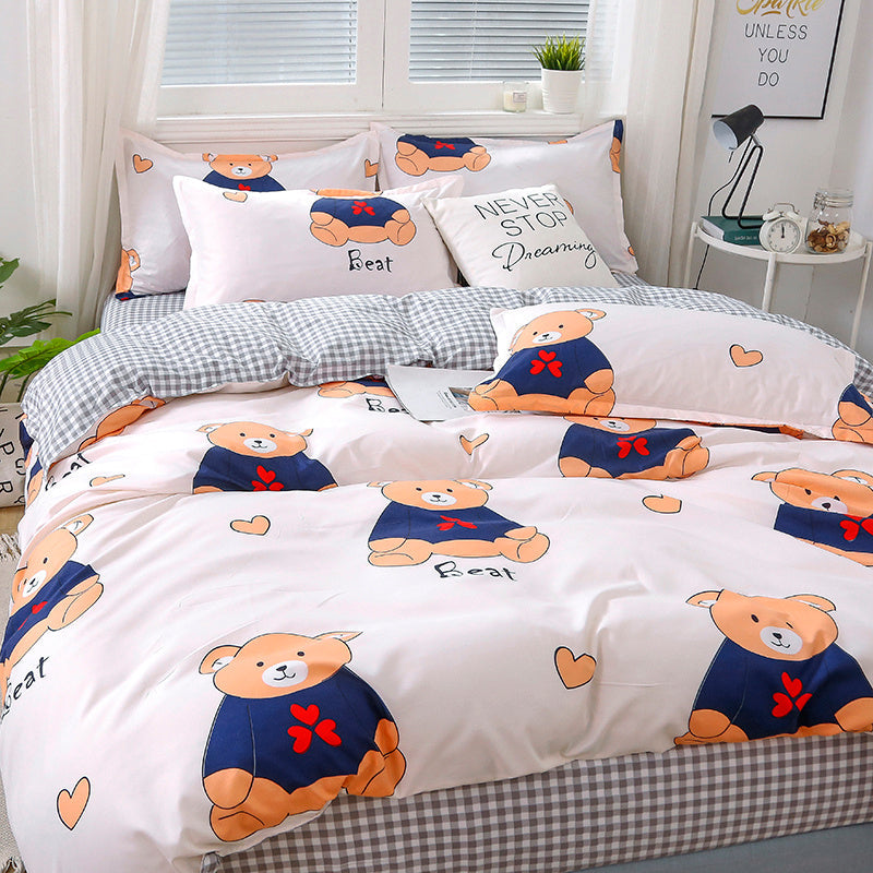 HKM-160659 Aloe Cotton Four-Piece Bedding Set in Various Patterns and Sizes