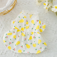 HKM-160787 Floral Puff Sleeve Pet Skirt for Small Dogs and Cats - Soft & Breathable Fabric
