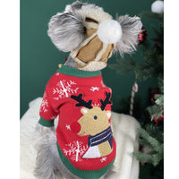 HKM-160915 Warm and Cozy Christmas Padded Dog Sweater in Green and Red