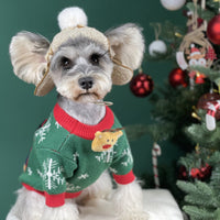 HKM-160915 Warm and Cozy Christmas Padded Dog Sweater in Green and Red
