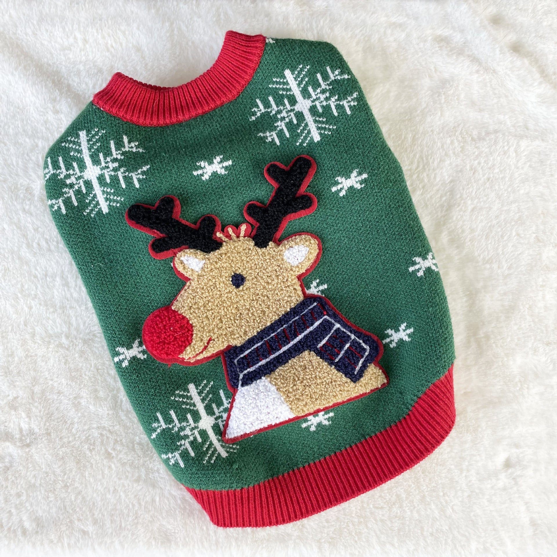 HKM-160915 Warm and Cozy Christmas Padded Dog Sweater in Green and Red