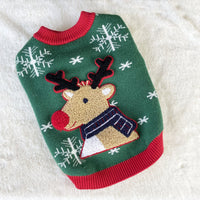 HKM-160915 Warm and Cozy Christmas Padded Dog Sweater in Green and Red
