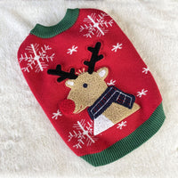 HKM-160915 Warm and Cozy Christmas Padded Dog Sweater in Green and Red