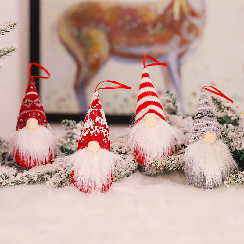 HKM-161107 Christmas Faceless Doll Ornament - Knitted Fabric Forest Man Decoration, 16cm