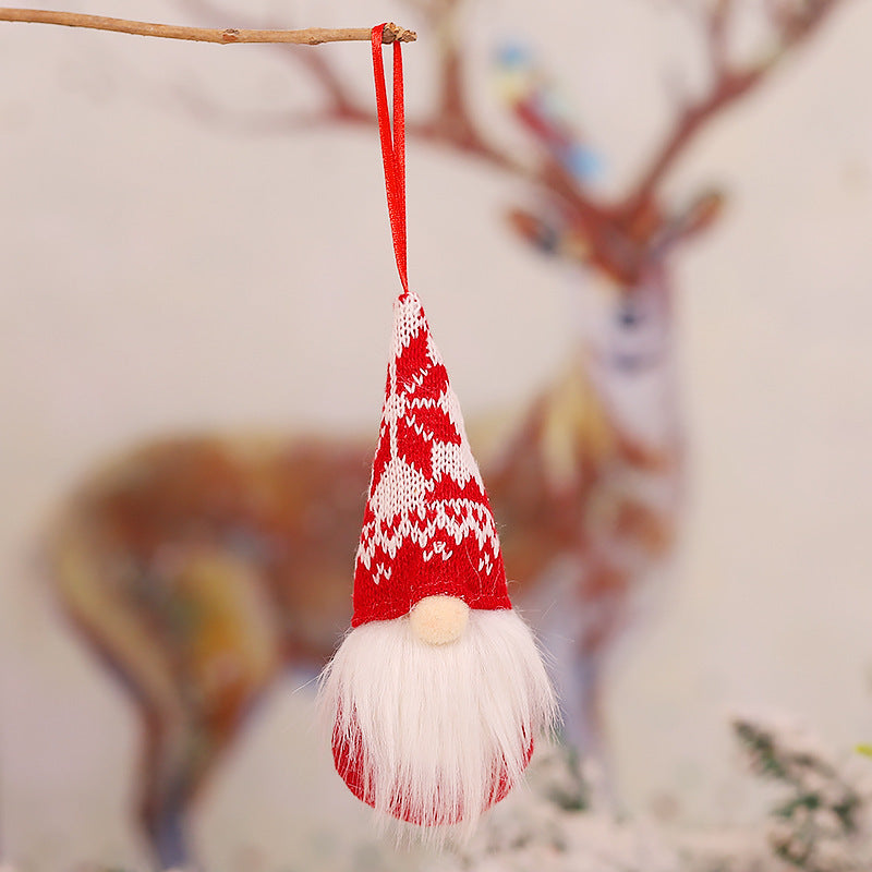 HKM-161107 Christmas Faceless Doll Ornament - Knitted Fabric Forest Man Decoration, 16cm