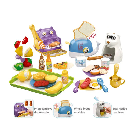 KTX-161171 Pretend Play Breakfast Machine Toy - Toaster with Accessories for Kids Age 2 to 13