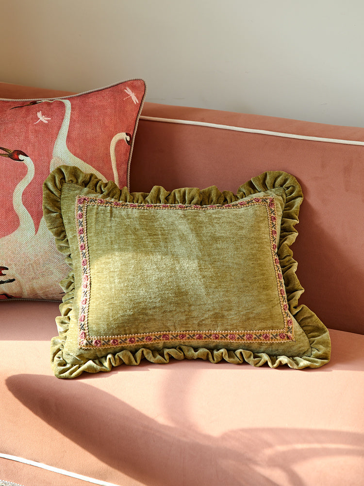 HKM-161299 Light Luxury Square Pillow Cushion with Floral Pattern - Multiple Sizes Available