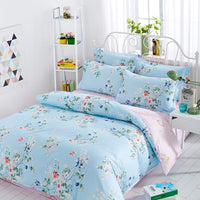 HKM-161491 Idyllic Floral Cotton Twill Bedding Set - 4-Piece Collection with Various Sizes Available
