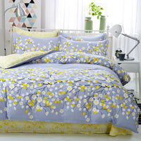 HKM-161491 Idyllic Floral Cotton Twill Bedding Set - 4-Piece Collection with Various Sizes Available