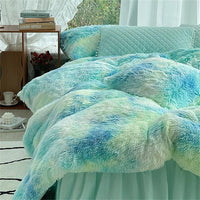 HKM-161811 Milk Fiber Coral Velvet Winter Bed Set - Four-Piece Plush Fleece-Lined Quilt Cover with Bed Skirt