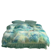 HKM-161811 Milk Fiber Coral Velvet Winter Bed Set - Four-Piece Plush Fleece-Lined Quilt Cover with Bed Skirt