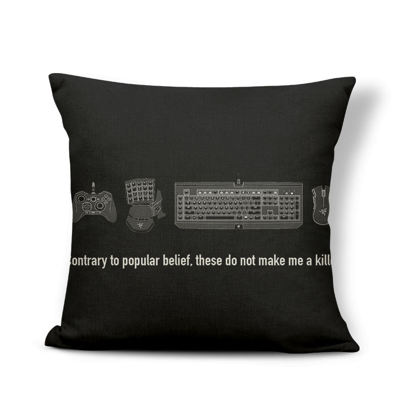 KTX-161875 Retro Game-Themed Cushion Cover - Nostalgic Polyester Linen Pillow, Various Colors, 45x45cm