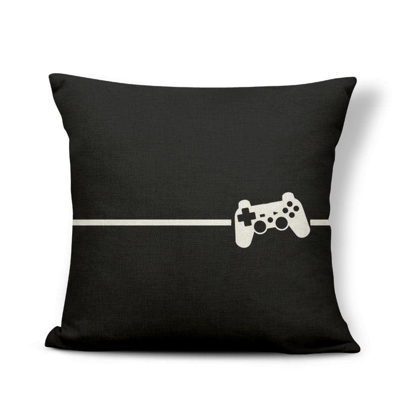 KTX-161875 Retro Game-Themed Cushion Cover - Nostalgic Polyester Linen Pillow, Various Colors, 45x45cm