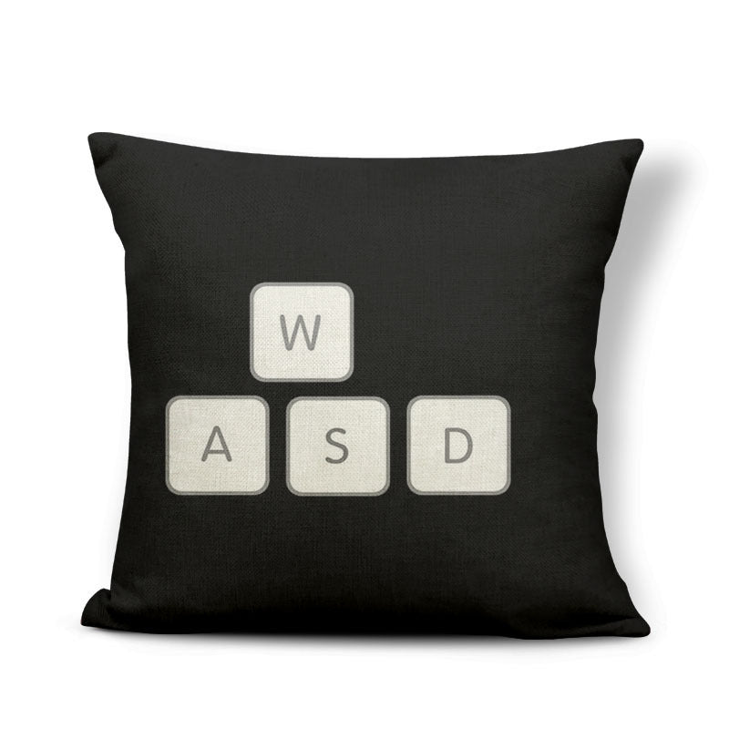 KTX-161875 Retro Game-Themed Cushion Cover - Nostalgic Polyester Linen Pillow, Various Colors, 45x45cm