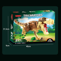 HKM-162067 Jurassic Dinosaur Building Blocks Triceratops Model - DIY Educational Toy for Ages 6 and Up