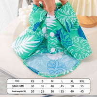 HKM-162067 Pet Beach Leaf Shirt for Dogs - Casual Orange & Green Polyester Outfit in XS to XL
