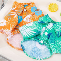 HKM-162067 Pet Beach Leaf Shirt for Dogs - Casual Orange & Green Polyester Outfit in XS to XL
