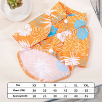 HKM-162067 Pet Beach Leaf Shirt for Dogs - Casual Orange & Green Polyester Outfit in XS to XL
