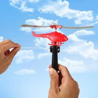 HKM-162131 Children's Handle Cable Helicopter Flying Toy - Outdoor Plastic Dragonfly Plane