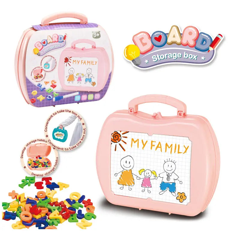 HKM-162323 Early Educational Spelling Game with Letter Storage Box – Montessori-Inspired Building Blocks Set for Kids