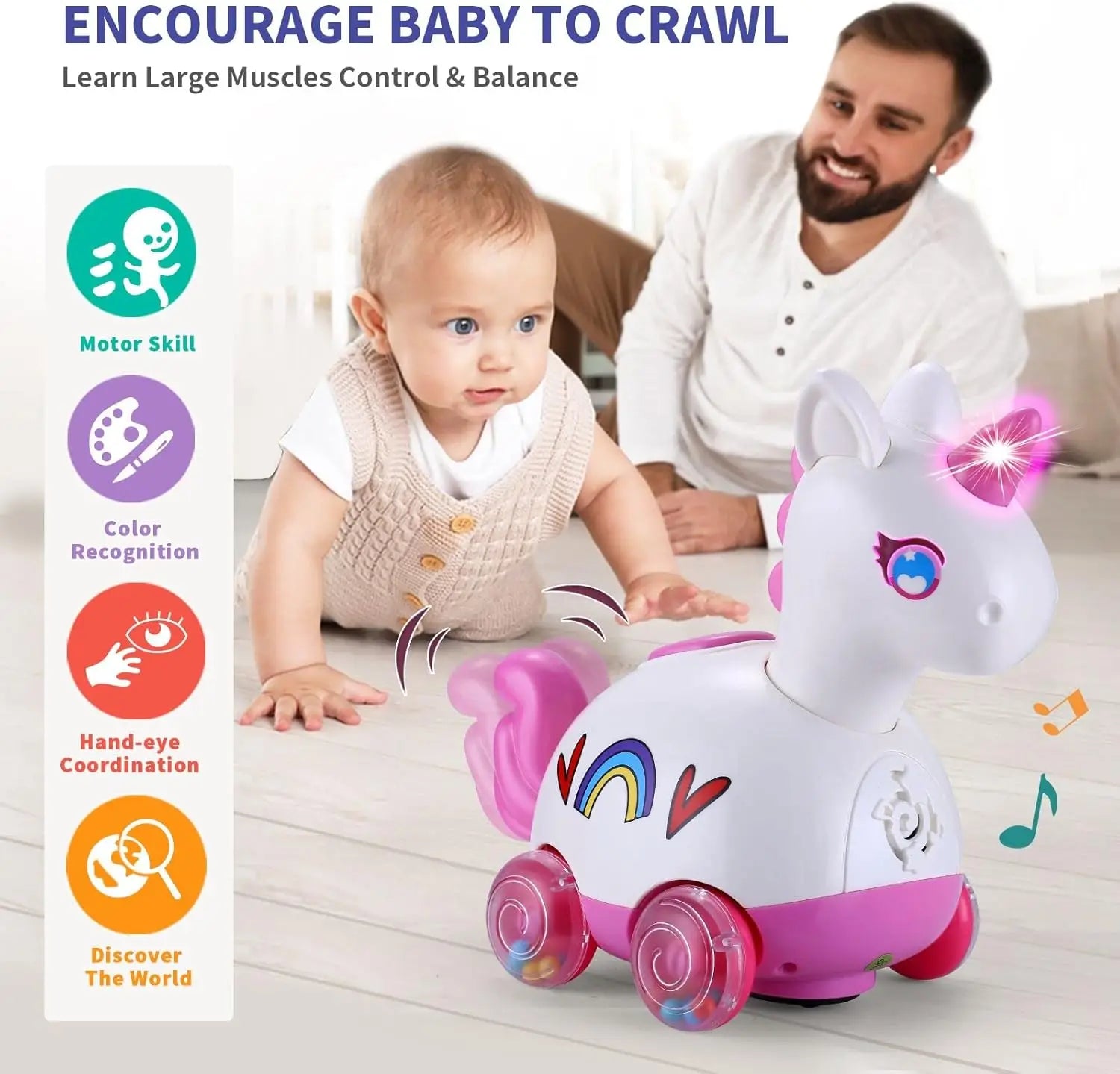 Unicorn Giraffe Walking Music Toy for Early Learning and Play - Perfect for Kids Aged 0 to 7 Years