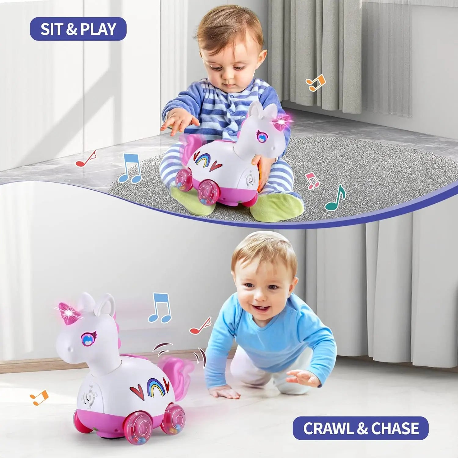 Unicorn Giraffe Walking Music Toy for Early Learning and Play - Perfect for Kids Aged 0 to 7 Years