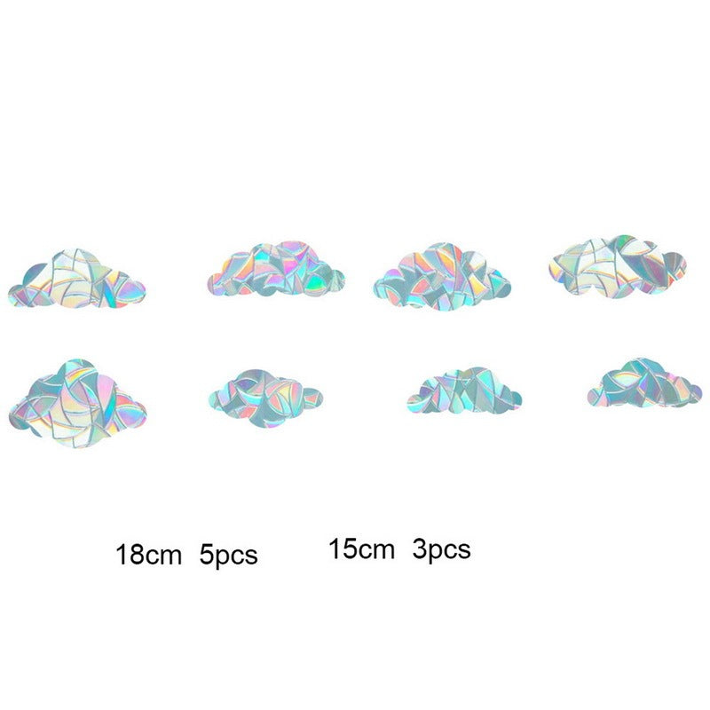 HKM-162579 3D Static Window Film for Decoration - Cat, Cloud, Moon, Butterfly Patterns, Plastic Material