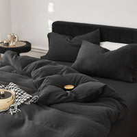 HKM-162643 Modern Cotton Four-Piece Bed Sheet Set with Duvet Cover and Pillowcases in Stylish Colors