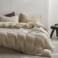 HKM-162643 Modern Cotton Four-Piece Bed Sheet Set with Duvet Cover and Pillowcases in Stylish Colors
