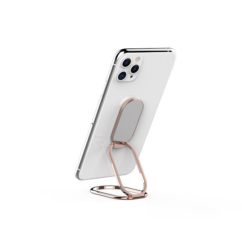 HKM-162707 Folding Metal Magnetic Phone Ring Stand - Universal Desktop Holder in Rose Gold, Silver, and Black
