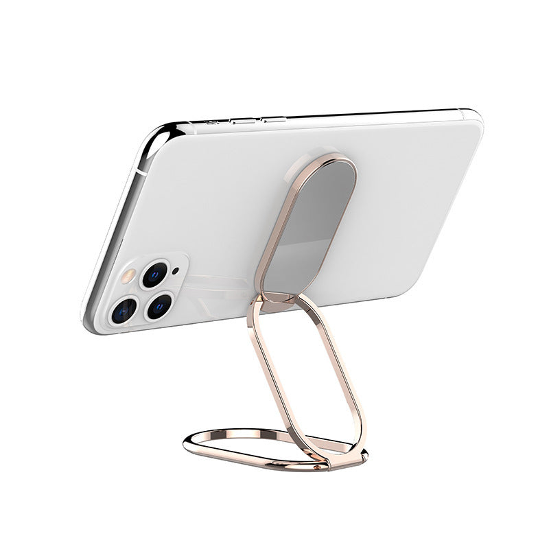 HKM-162707 Folding Metal Magnetic Phone Ring Stand - Universal Desktop Holder in Rose Gold, Silver, and Black