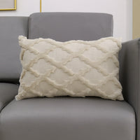 HKM-162707 Plush Embroidered Diamond Pillow Cover in White, Gray, and Apricot - Modern Simple Design, 45x45 & 30x50 cm