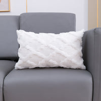 HKM-162707 Plush Embroidered Diamond Pillow Cover in White, Gray, and Apricot - Modern Simple Design, 45x45 & 30x50 cm