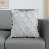 HKM-162707 Plush Embroidered Diamond Pillow Cover in White, Gray, and Apricot - Modern Simple Design, 45x45 & 30x50 cm