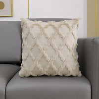 HKM-162707 Plush Embroidered Diamond Pillow Cover in White, Gray, and Apricot - Modern Simple Design, 45x45 & 30x50 cm