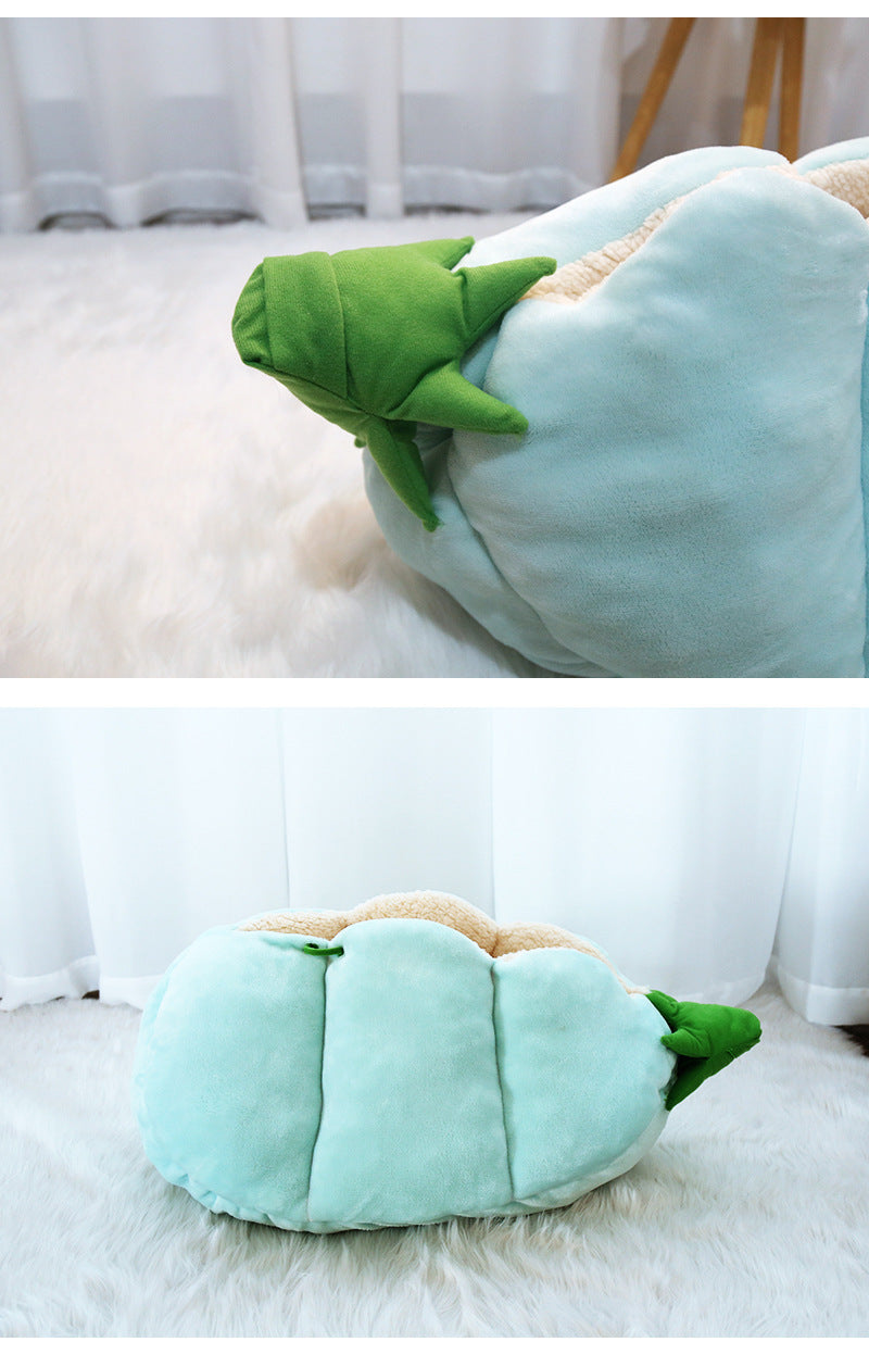 HKM-162771 Cozy Semi-Enclosed Cat Litter with Soft Flannel, Lamb Wool, and High Elastic PP Cotton, 60x38x30cm