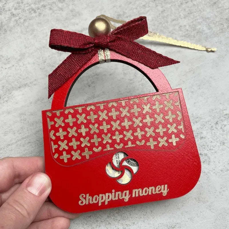 HKM-162771 Wooden Christmas Gasoline Wallet Pendant Home Ornament – Red & White Variants