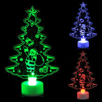 HKM-163091 Acrylic Colorful Christmas Tree Ornaments with Automatic Color Changing Lights - 15x8.8cm