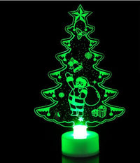 HKM-163091 Acrylic Colorful Christmas Tree Ornaments with Automatic Color Changing Lights - 15x8.8cm