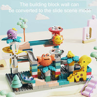 HKM-163219 244 Pcs DIY Crab Slide Track Marble Run Building Block Set for Kids Ages 3 and Up