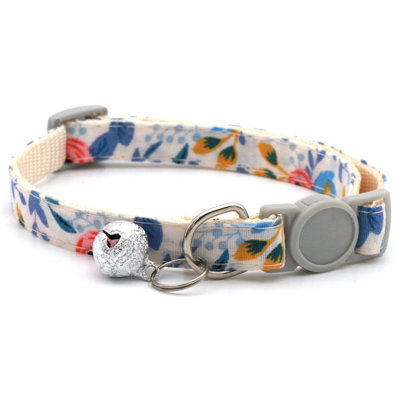 HKM-163347 Pet Triangular Scarf Collar in Floral Designs - Adjustable Nylon Collars with Optional Binder