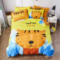 HKM-163411 Cartoon-Themed 4-Piece Cotton Bedding Set for 1.8m Beds