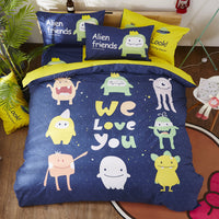 HKM-163411 Cartoon-Themed 4-Piece Cotton Bedding Set for 1.8m Beds
