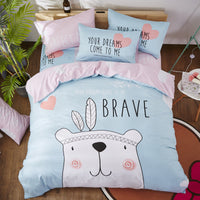 HKM-163411 Cartoon-Themed 4-Piece Cotton Bedding Set for 1.8m Beds