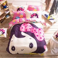 HKM-163411 Cartoon-Themed 4-Piece Cotton Bedding Set for 1.8m Beds