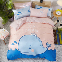 HKM-163411 Cartoon-Themed 4-Piece Cotton Bedding Set for 1.8m Beds