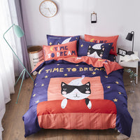 HKM-163411 Cartoon-Themed 4-Piece Cotton Bedding Set for 1.8m Beds